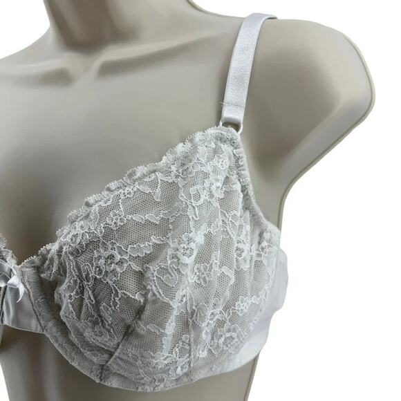 Victoria Secret White Unlined Demi Lace Underwire Bra Size 38D - Picture 2 of 7